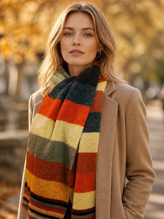 Source Unknown Accessories - Striped Knit Scarf - Multi-Color